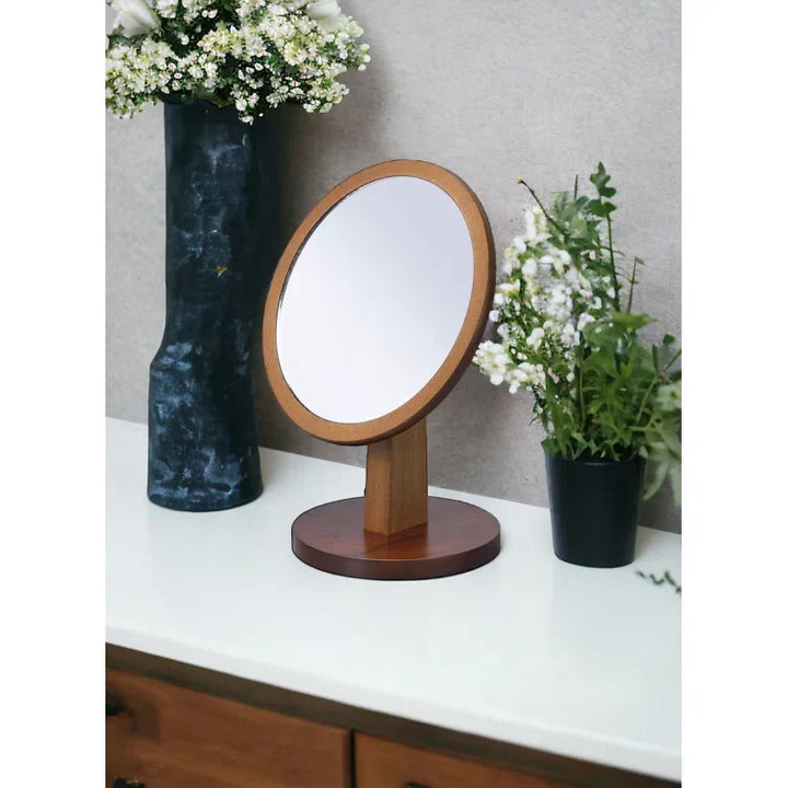 Brown Round Makeup Mirror
