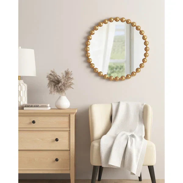 Marlowe Beaded Round Metal Wall Mirror